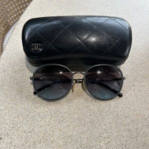 Chanel 4206 Grey Metal Sunglasses w/Leather Case